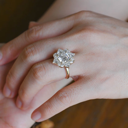 CausYou cushion cut moissanite engagement ring Solid Gold Cluster Cushion Cut Moissanite Engagement Ring
