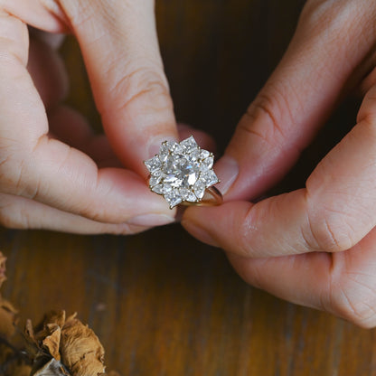 CausYou cushion cut moissanite engagement ring Solid Gold Cluster Cushion Cut Moissanite Engagement Ring