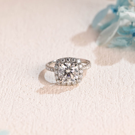 CausYou cushion cut moissanite engagement ring Solid Gold Cushion Cut Moissanite Engagement Ring, Vintage Wedding Ring, Promise Ring, Gift for Women Wife