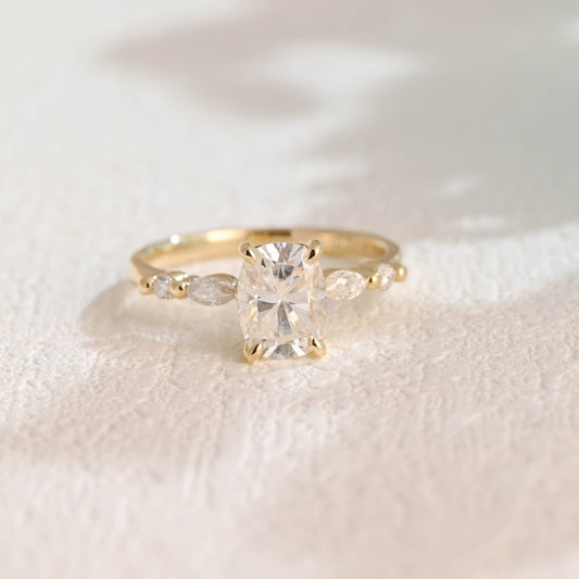 CausYou cushion cut moissanite engagement ring Solid Gold Elongated Cushion Cut Moissanite Engagement Ring, Promise Ring, Proposal Ring, Gift for Women Wife