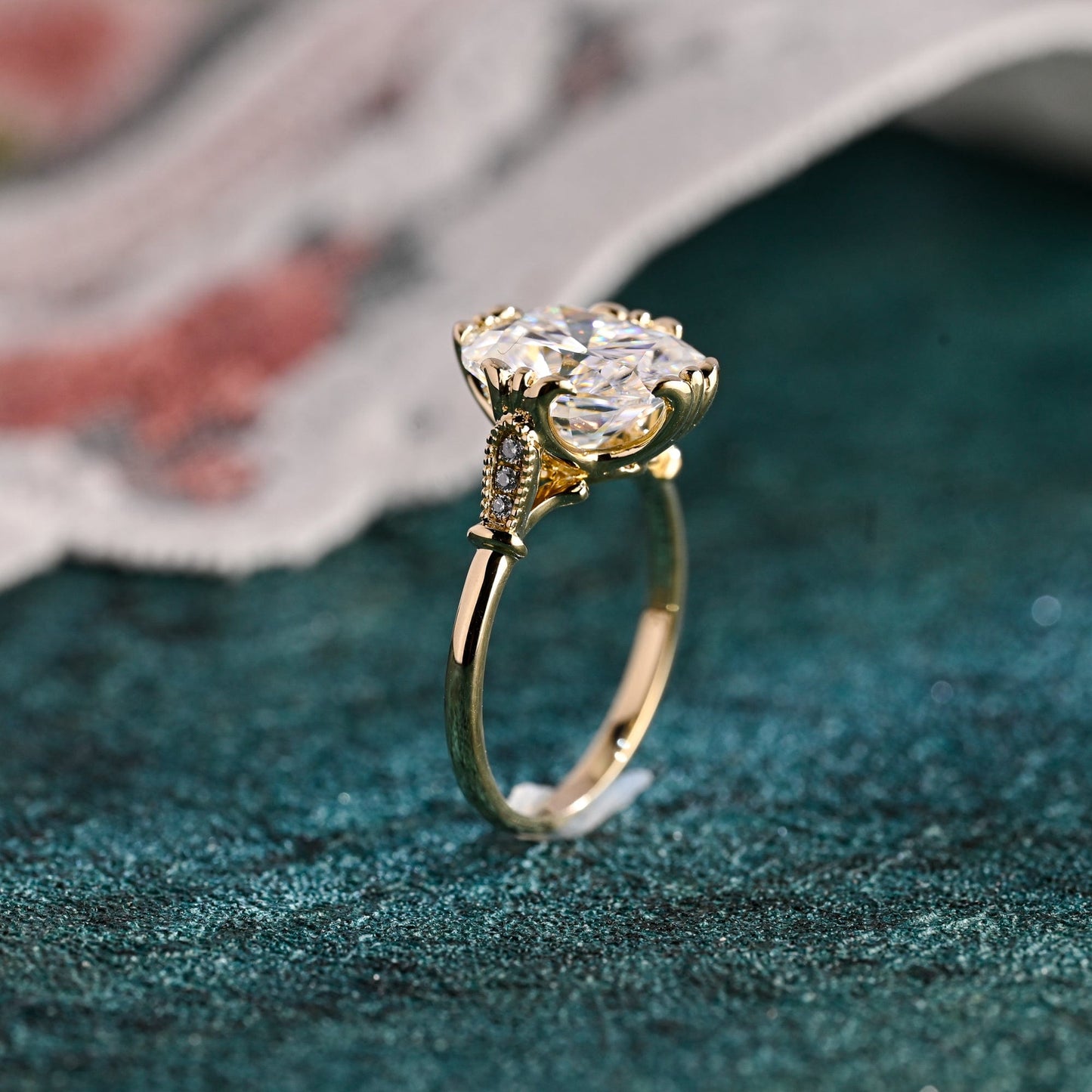 CausYou cushion cut moissanite engagement ring Solid Gold Filigree Old European Cushion Cut Moissanite Engagement Ring, Vintage Promise Ring, Gift