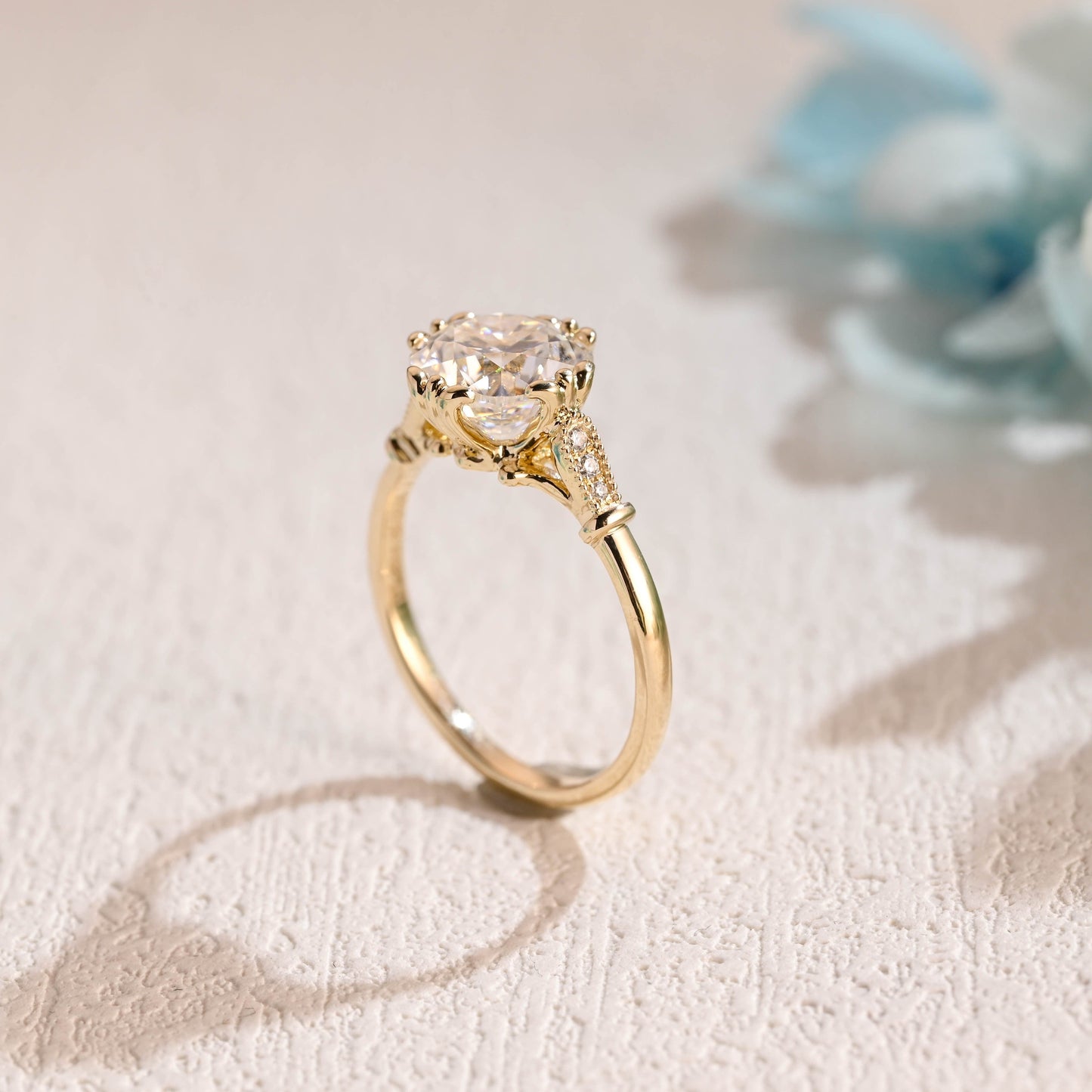 CausYou cushion cut moissanite engagement ring Solid Gold Filigree Vintage Cushion Cut Moissanite Engagement Ring