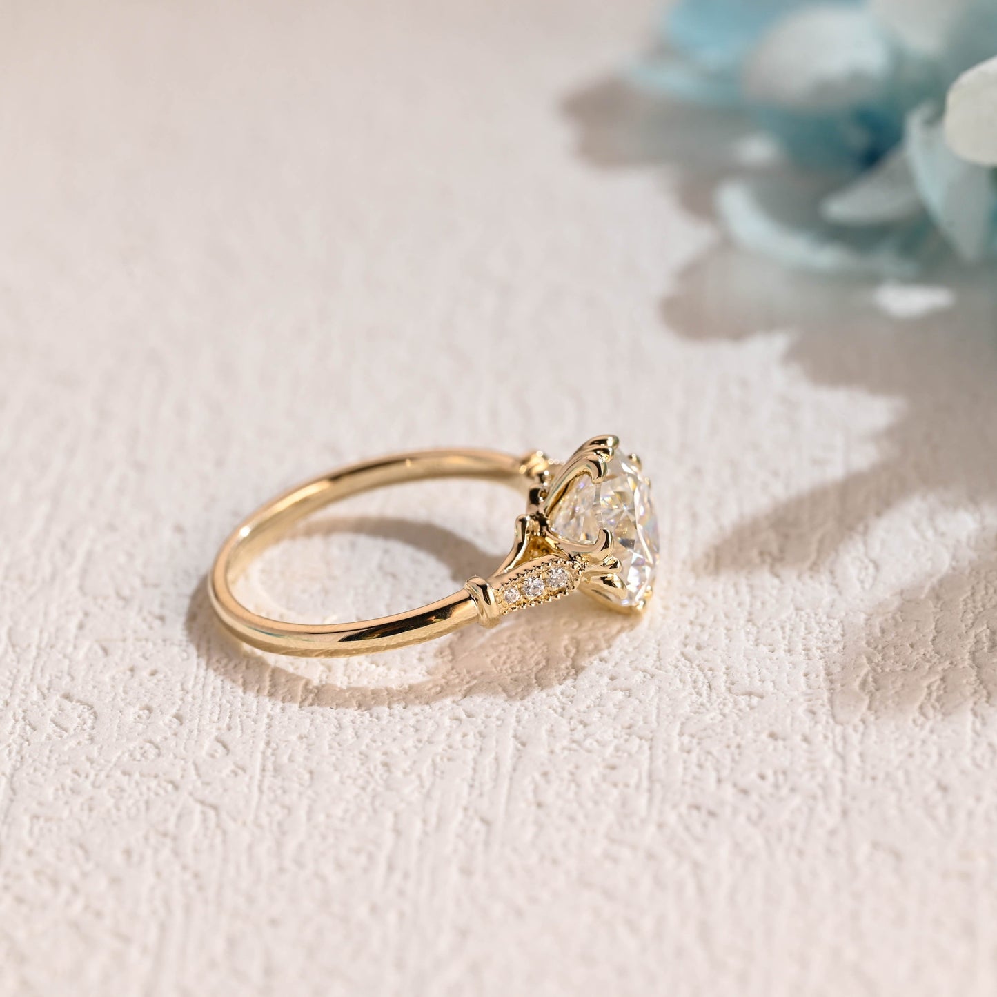 CausYou cushion cut moissanite engagement ring Solid Gold Filigree Vintage Cushion Cut Moissanite Engagement Ring