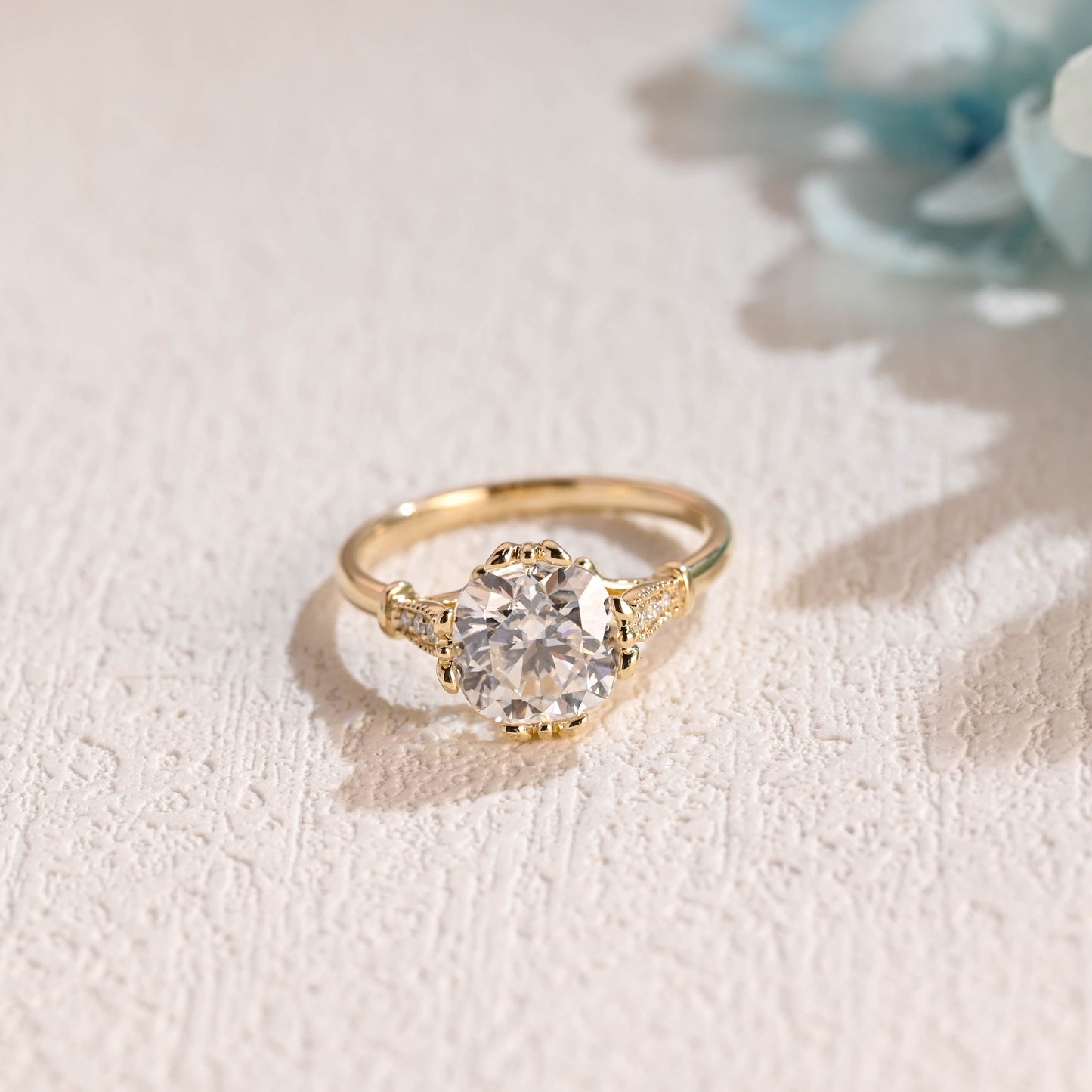 CausYou cushion cut moissanite engagement ring Solid Gold Filigree Vintage Cushion Cut Moissanite Engagement Ring