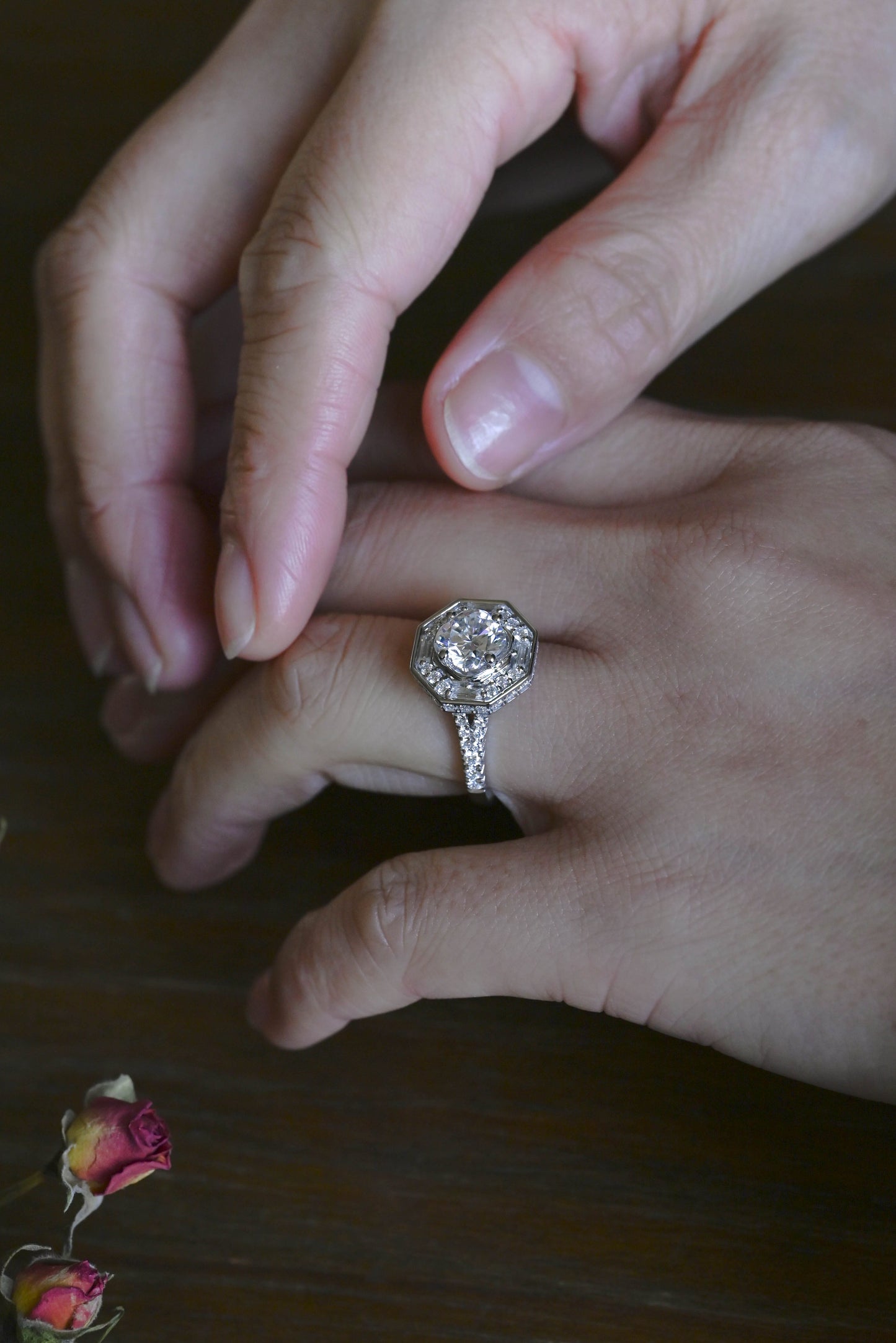 CausYou cushion cut moissanite engagement ring Solid Gold Halo Statement Ring, Cushion Moissanite Engagement Ring
