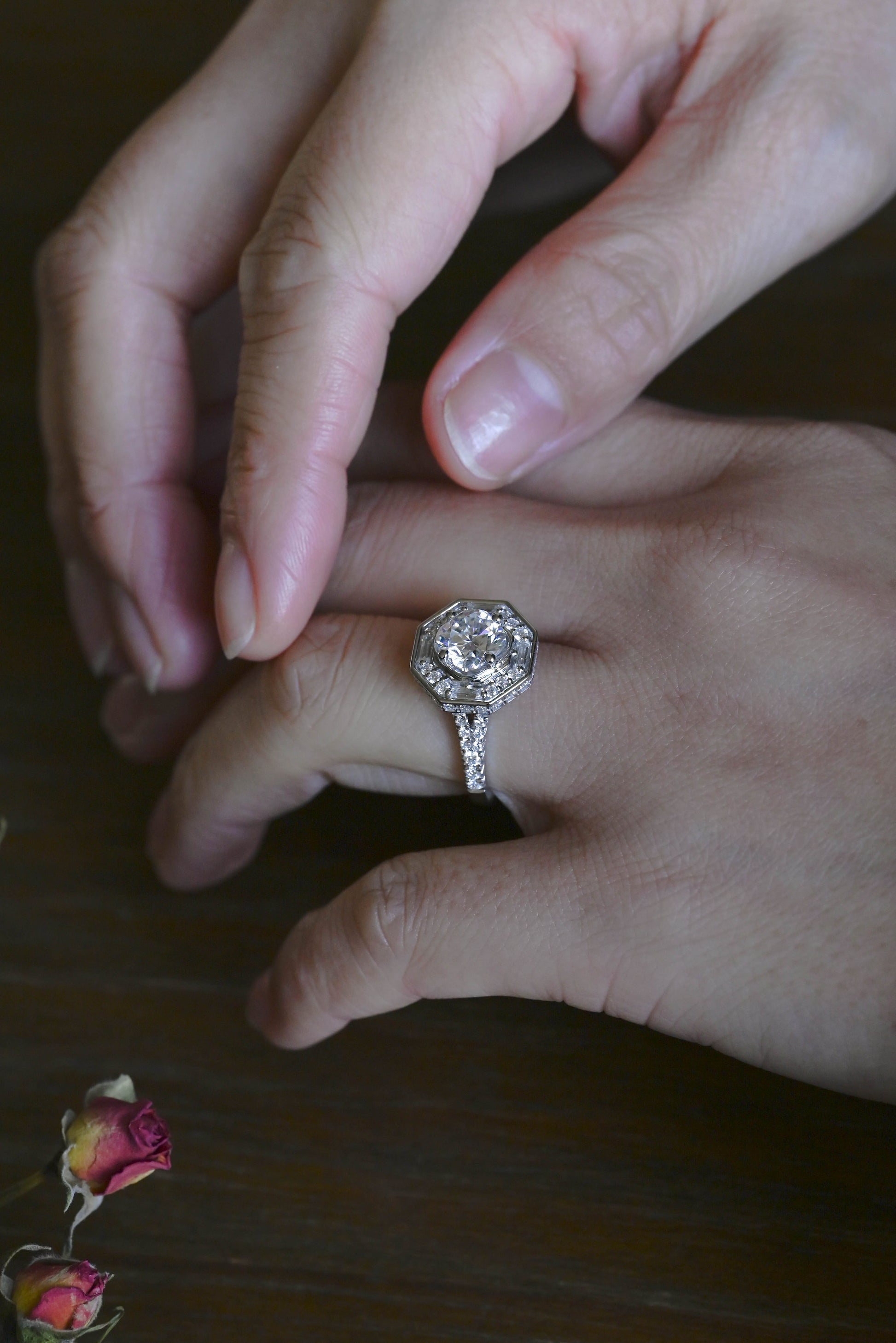 CausYou cushion cut moissanite engagement ring Solid Gold Halo Statement Ring, Cushion Moissanite Engagement Ring
