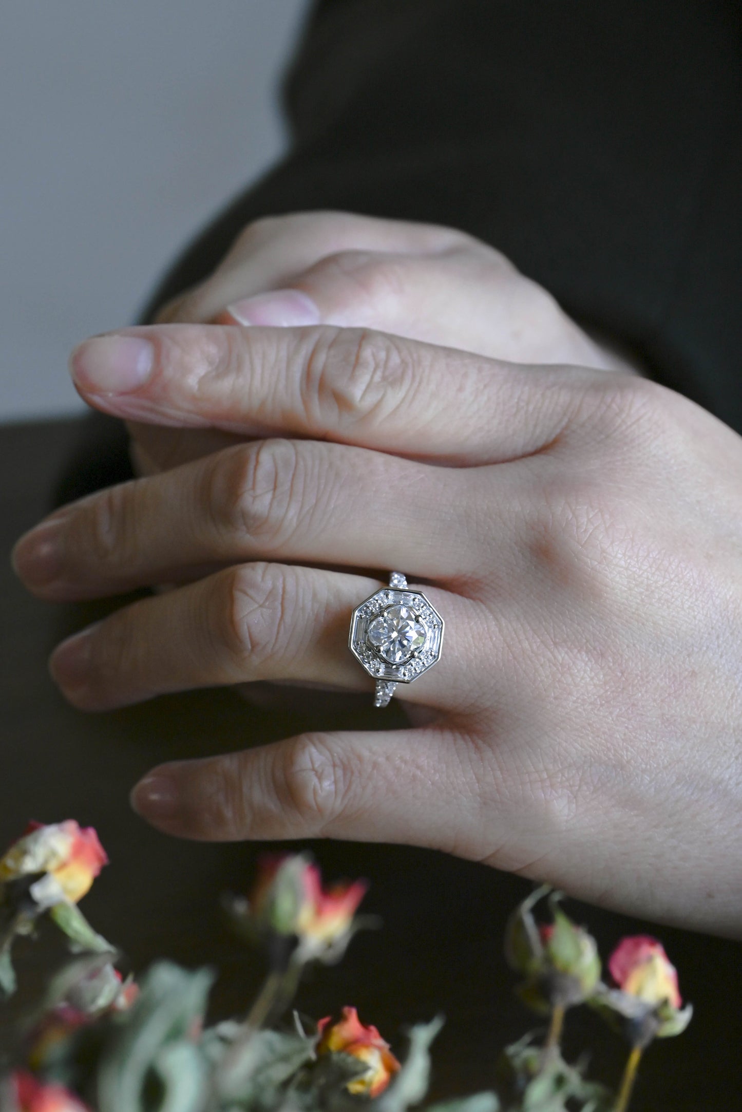 CausYou cushion cut moissanite engagement ring Solid Gold Halo Statement Ring, Cushion Moissanite Engagement Ring