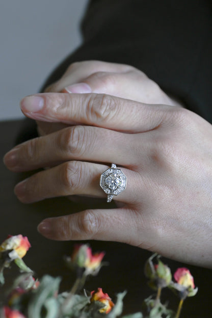 CausYou cushion cut moissanite engagement ring Solid Gold Halo Statement Ring, Cushion Moissanite Engagement Ring