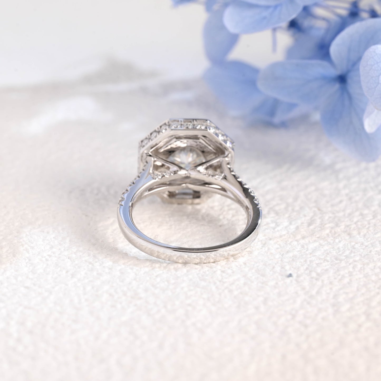 CausYou cushion cut moissanite engagement ring Solid Gold Halo Statement Ring, Cushion Moissanite Engagement Ring