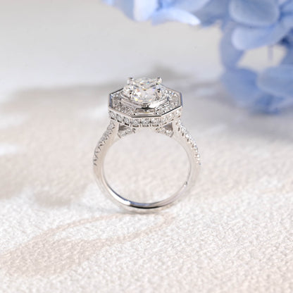 CausYou cushion cut moissanite engagement ring Solid Gold Halo Statement Ring, Cushion Moissanite Engagement Ring