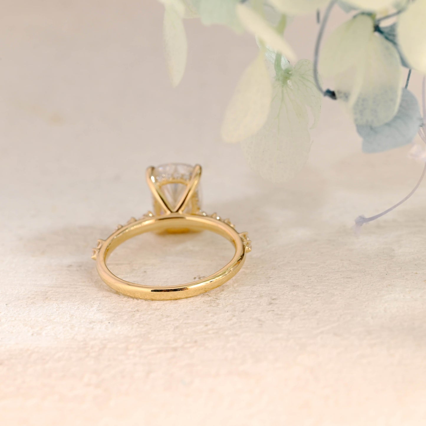 CausYou cushion cut moissanite engagement ring Solid Gold Hidden Halo Elongated Cushion Cut Moissanite Engagement Ring