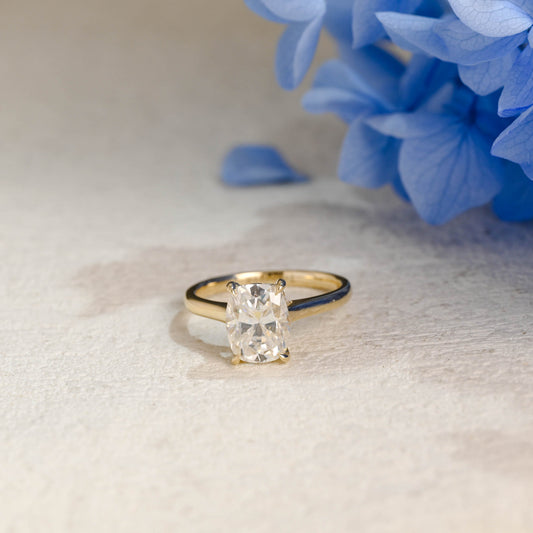 CausYou cushion cut moissanite engagement ring Solid Gold Hidden Halo Elongated Cushion Cut Moissanite Engagement Ring (Copy)