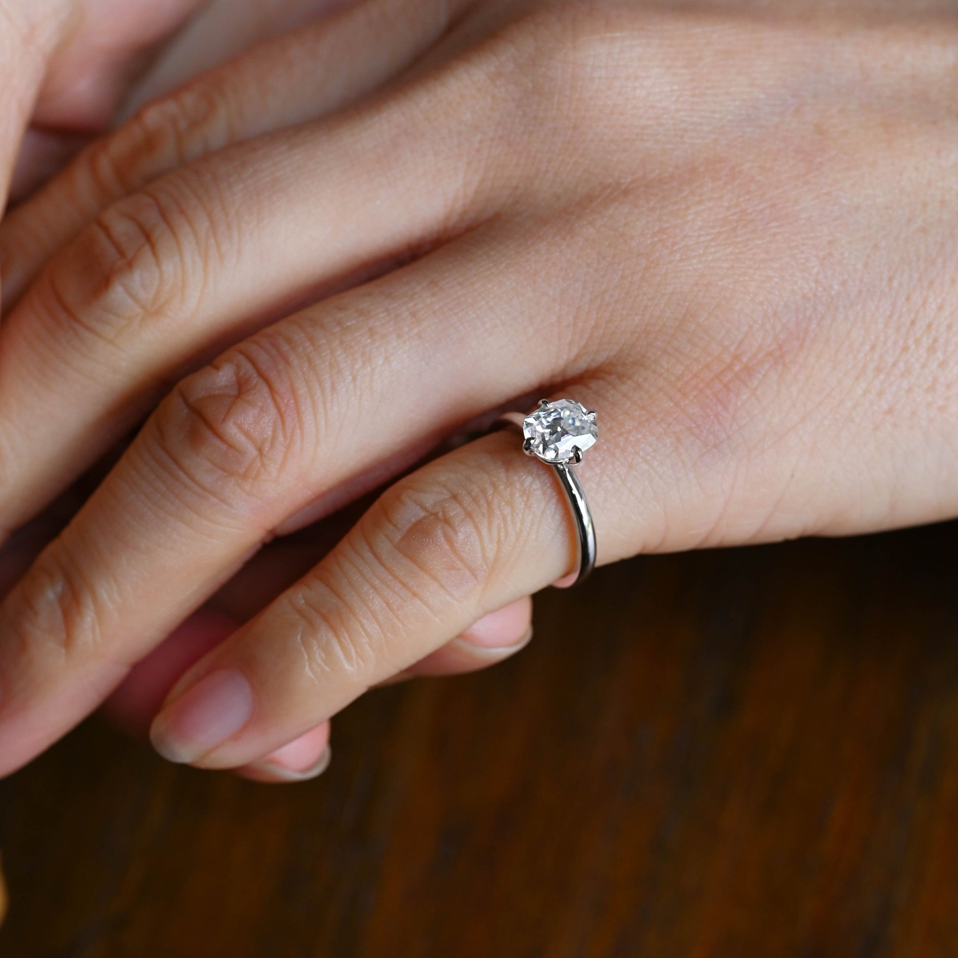 CausYou cushion cut moissanite engagement ring Solid Gold Old European Elongated Cushion Cut Moissanite Engagement Ring