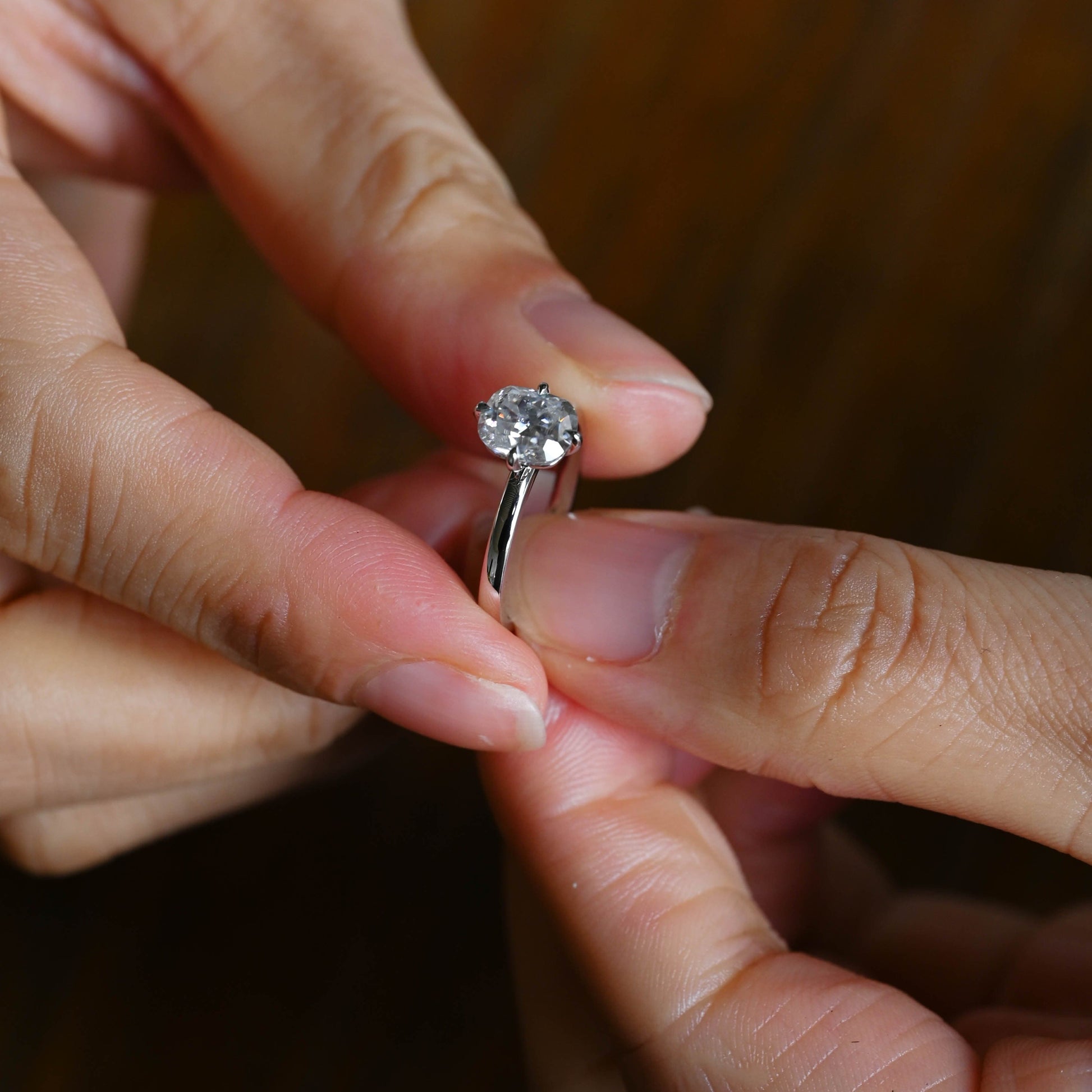CausYou cushion cut moissanite engagement ring Solid Gold Old European Elongated Cushion Cut Moissanite Engagement Ring
