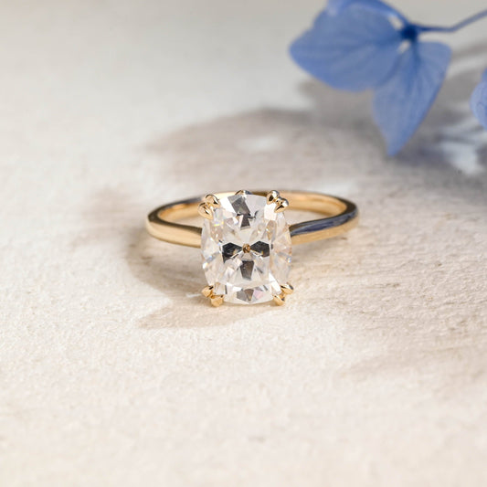 CausYou cushion cut moissanite engagement ring Solid Gold Old Mine Elongated Cushion Cut Moissanite Engagement Ring