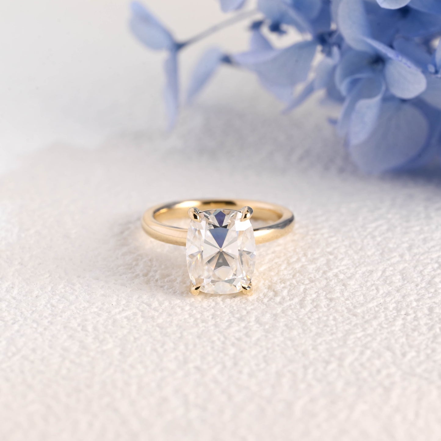 CausYou cushion cut moissanite engagement ring Solid Gold Solitaire Elongated Cushion Cut Moissanite Engagement Ring