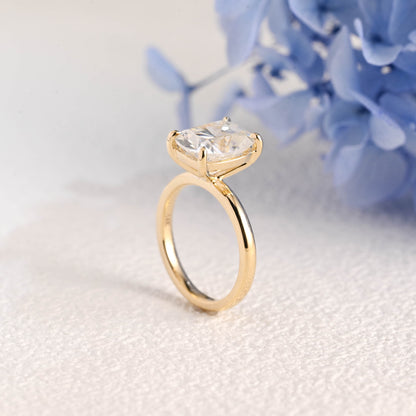 CausYou cushion cut moissanite engagement ring Solid Gold Solitaire Elongated Cushion Cut Moissanite Engagement Ring