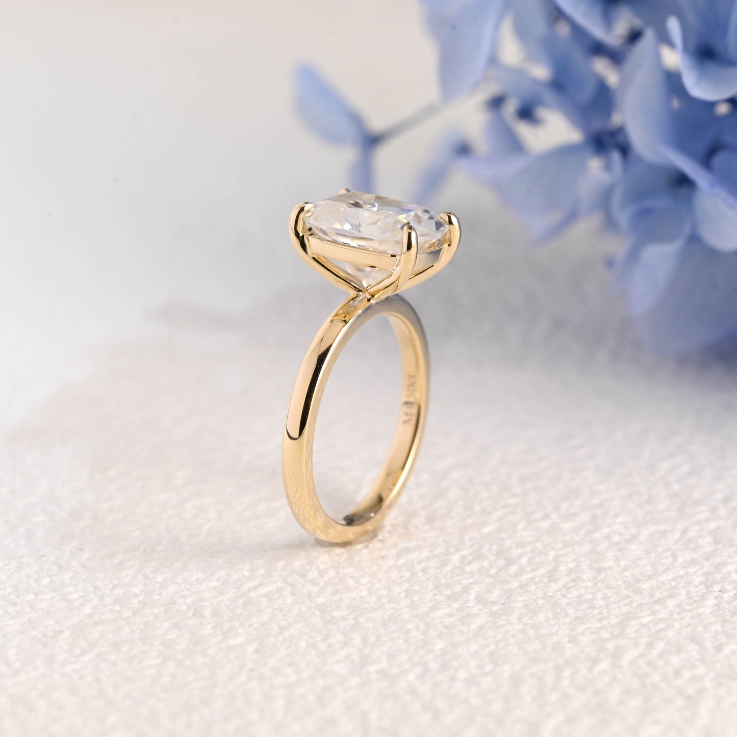 CausYou cushion cut moissanite engagement ring Solid Gold Solitaire Elongated Cushion Cut Moissanite Engagement Ring