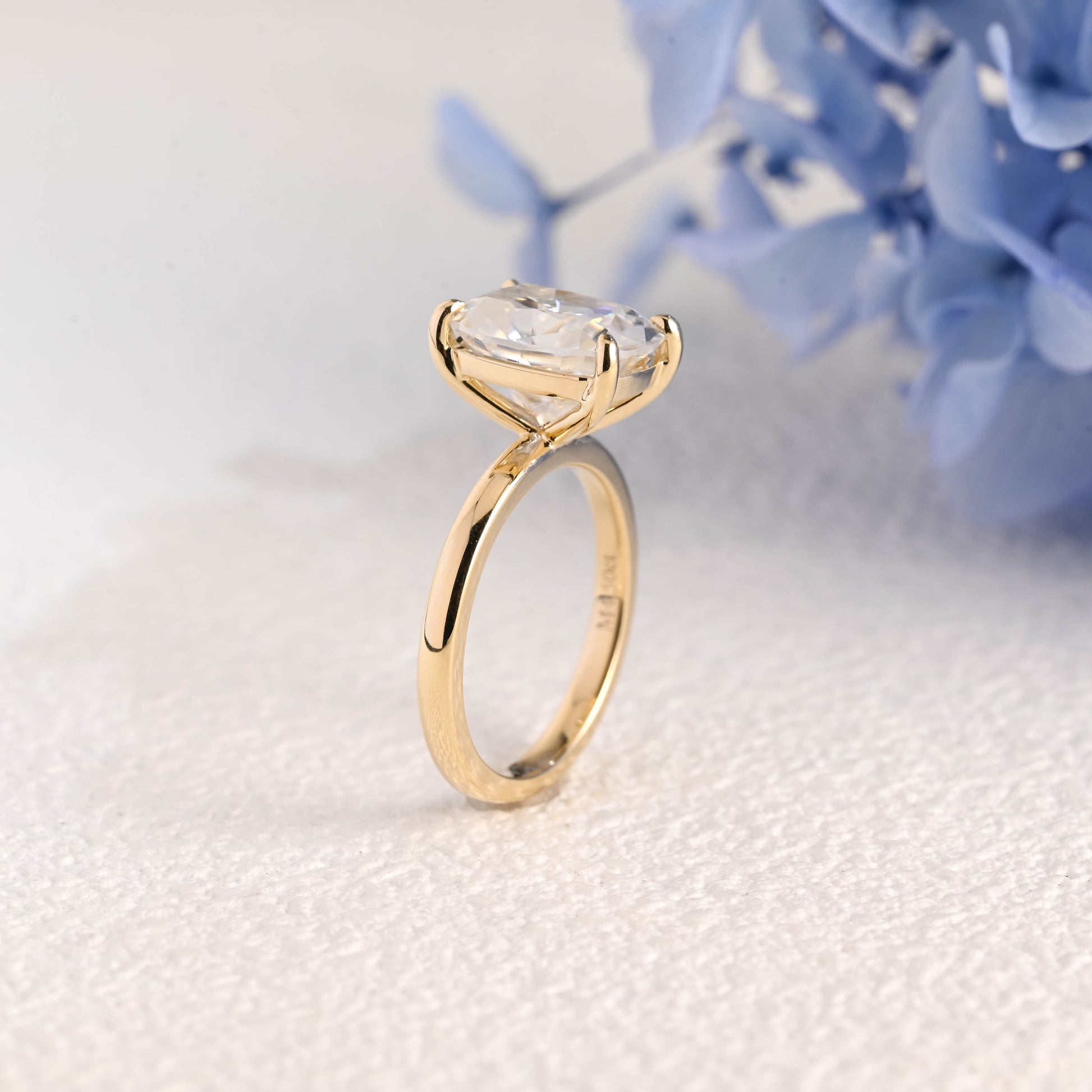 CausYou cushion cut moissanite engagement ring Solid Gold Solitaire Elongated Cushion Cut Moissanite Engagement Ring