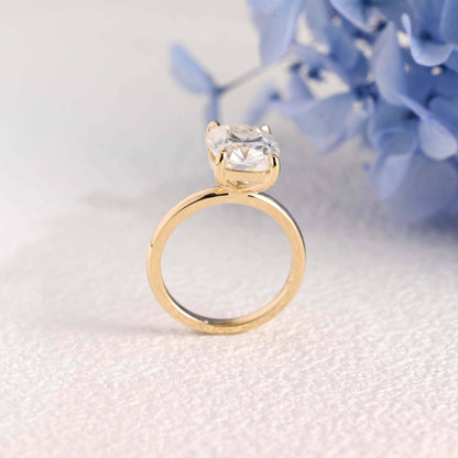 CausYou cushion cut moissanite engagement ring Solid Gold Solitaire Elongated Cushion Cut Moissanite Engagement Ring