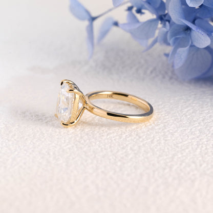 CausYou cushion cut moissanite engagement ring Solid Gold Solitaire Elongated Cushion Cut Moissanite Engagement Ring