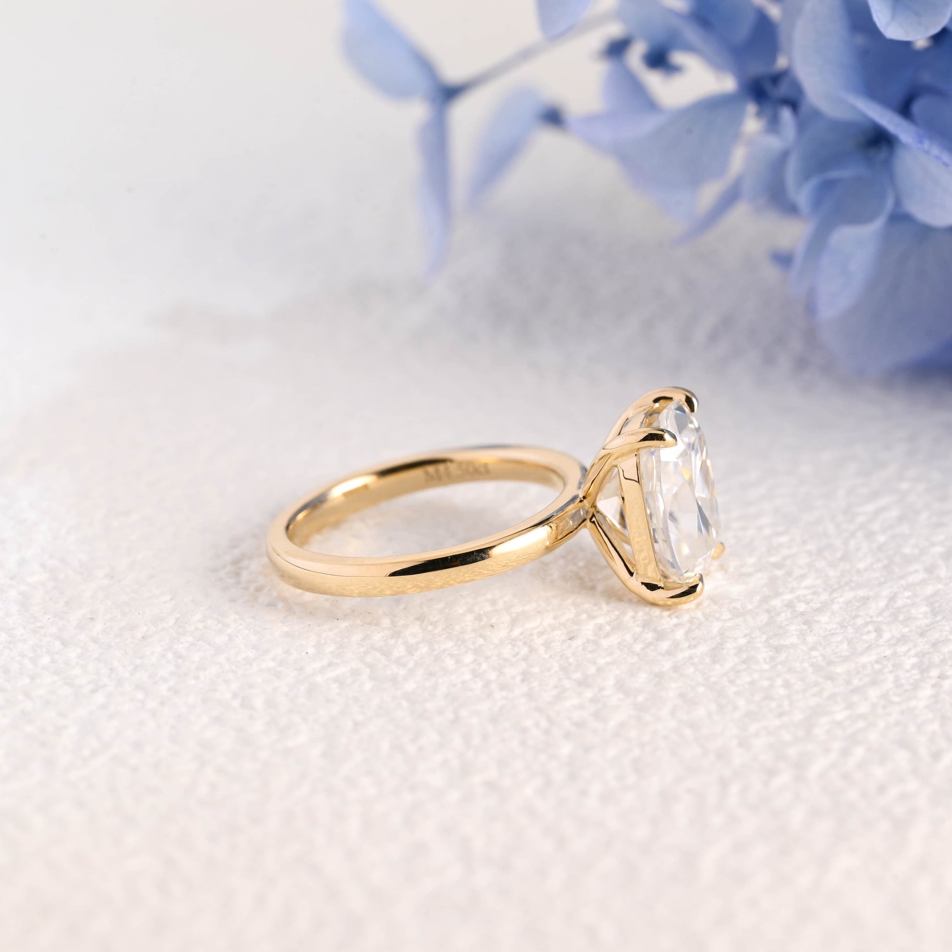 CausYou cushion cut moissanite engagement ring Solid Gold Solitaire Elongated Cushion Cut Moissanite Engagement Ring