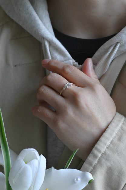 CausYou cushion cut moissanite engagement ring Solid Gold Three Stone Cushion Cut Moissanite Engagement Ring