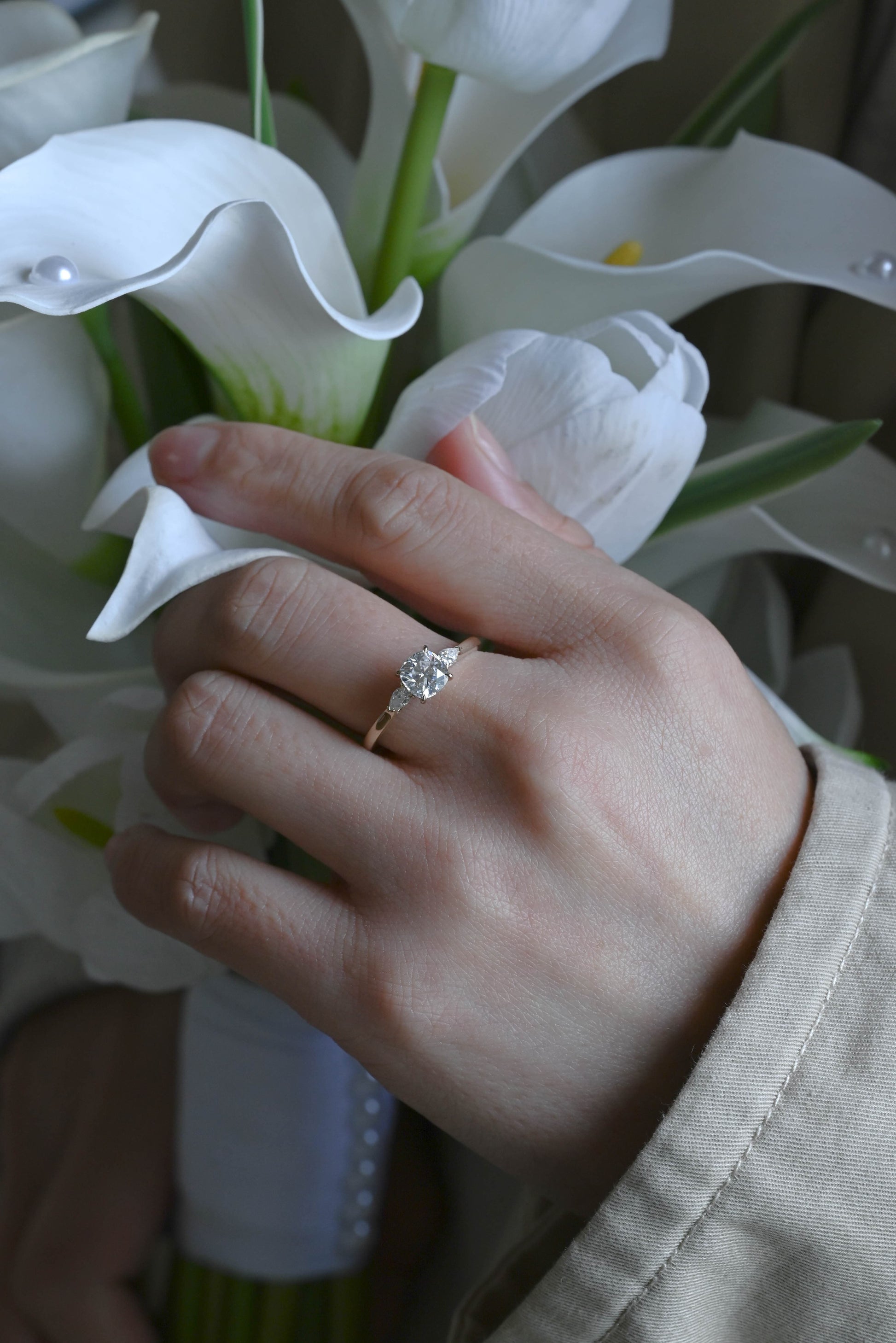 CausYou cushion cut moissanite engagement ring Solid Gold Three Stone Cushion Cut Moissanite Engagement Ring