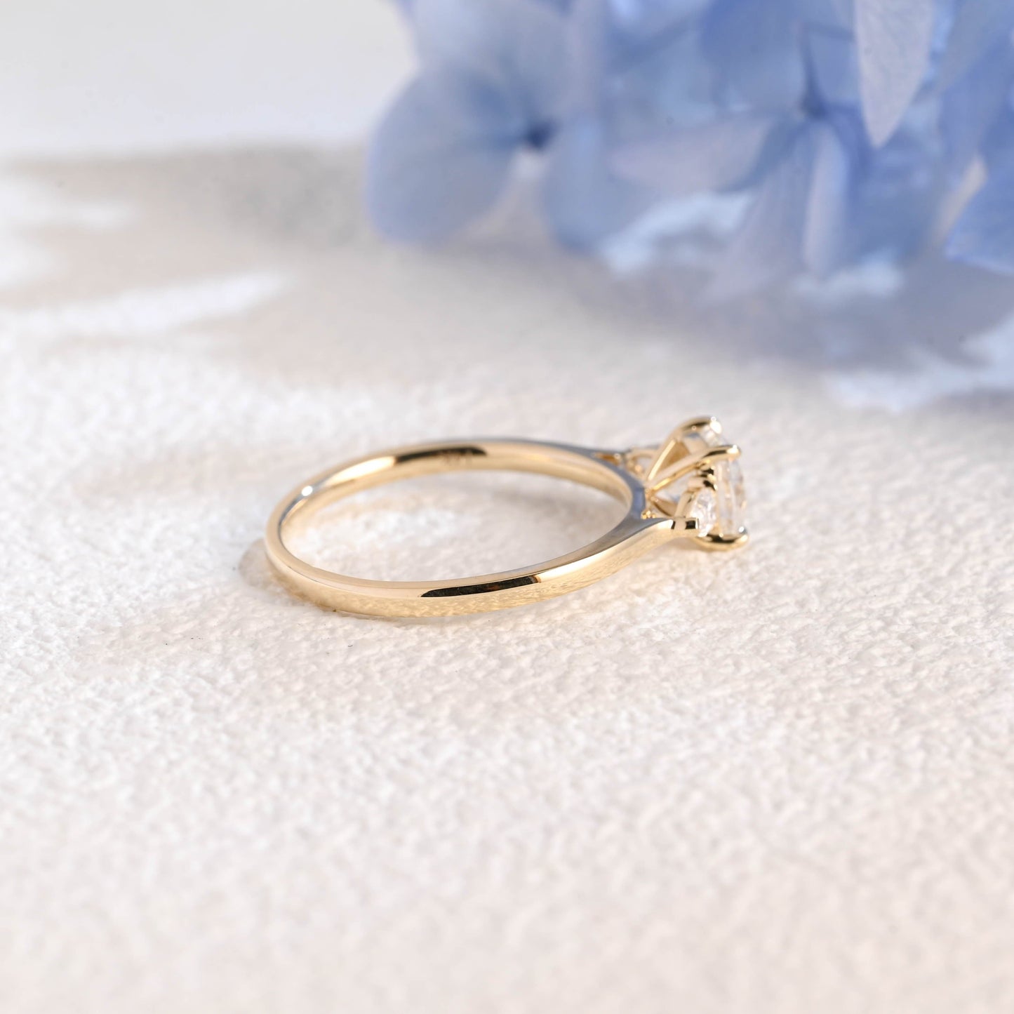 CausYou cushion cut moissanite engagement ring Solid Gold Three Stone Cushion Cut Moissanite Engagement Ring