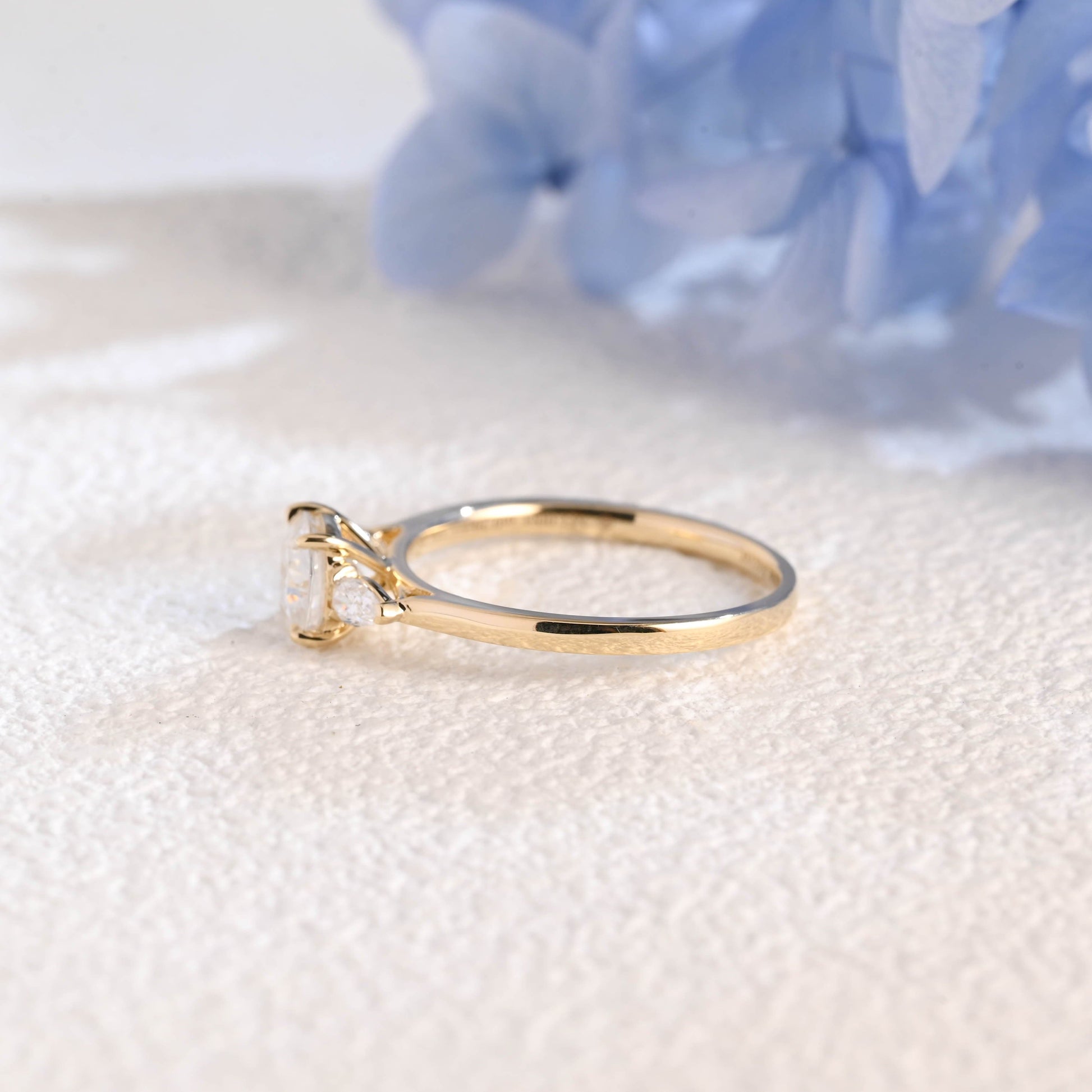 CausYou cushion cut moissanite engagement ring Solid Gold Three Stone Cushion Cut Moissanite Engagement Ring