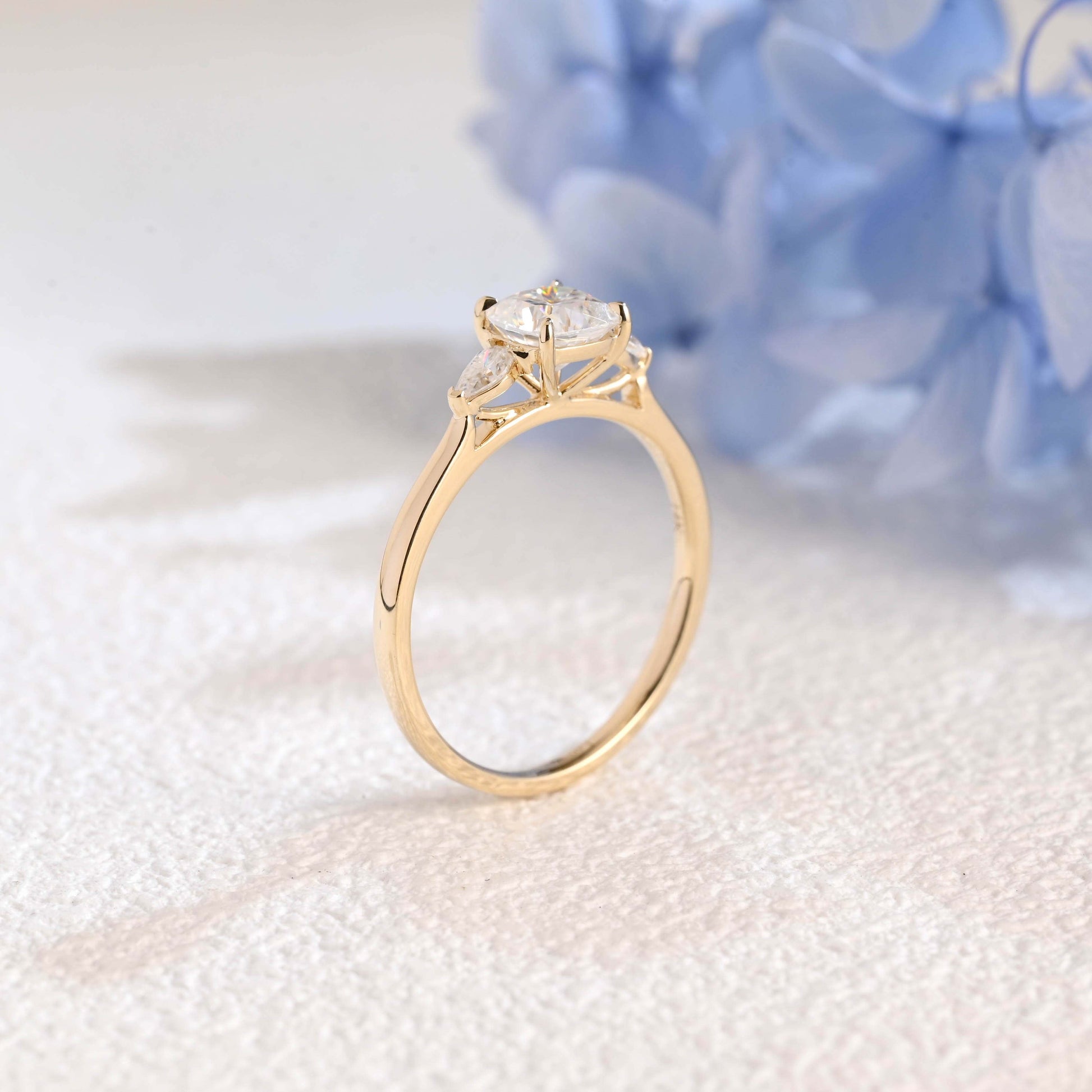 CausYou cushion cut moissanite engagement ring Solid Gold Three Stone Cushion Cut Moissanite Engagement Ring