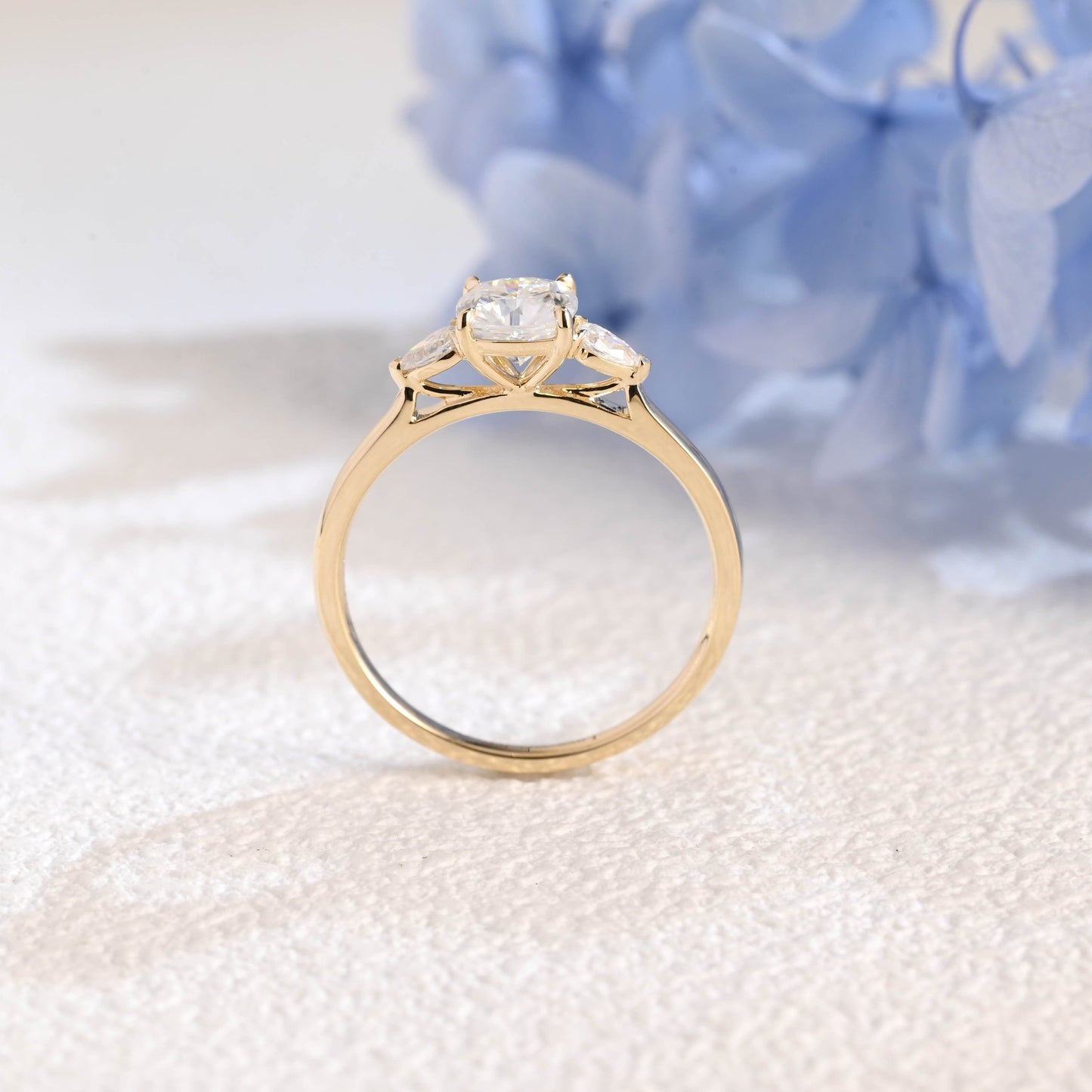 CausYou cushion cut moissanite engagement ring Solid Gold Three Stone Cushion Cut Moissanite Engagement Ring