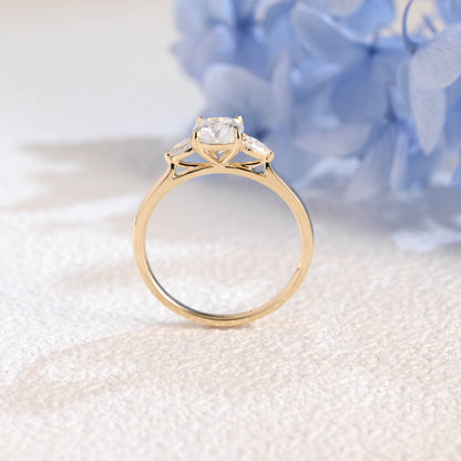 CausYou cushion cut moissanite engagement ring Solid Gold Three Stone Cushion Cut Moissanite Engagement Ring