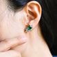 CausYou earrings CausYou Solid Gold Lab Grown Emerald Earrings Studs, Marquise Accents Moissanite Earrings, Accessories for Women Wife