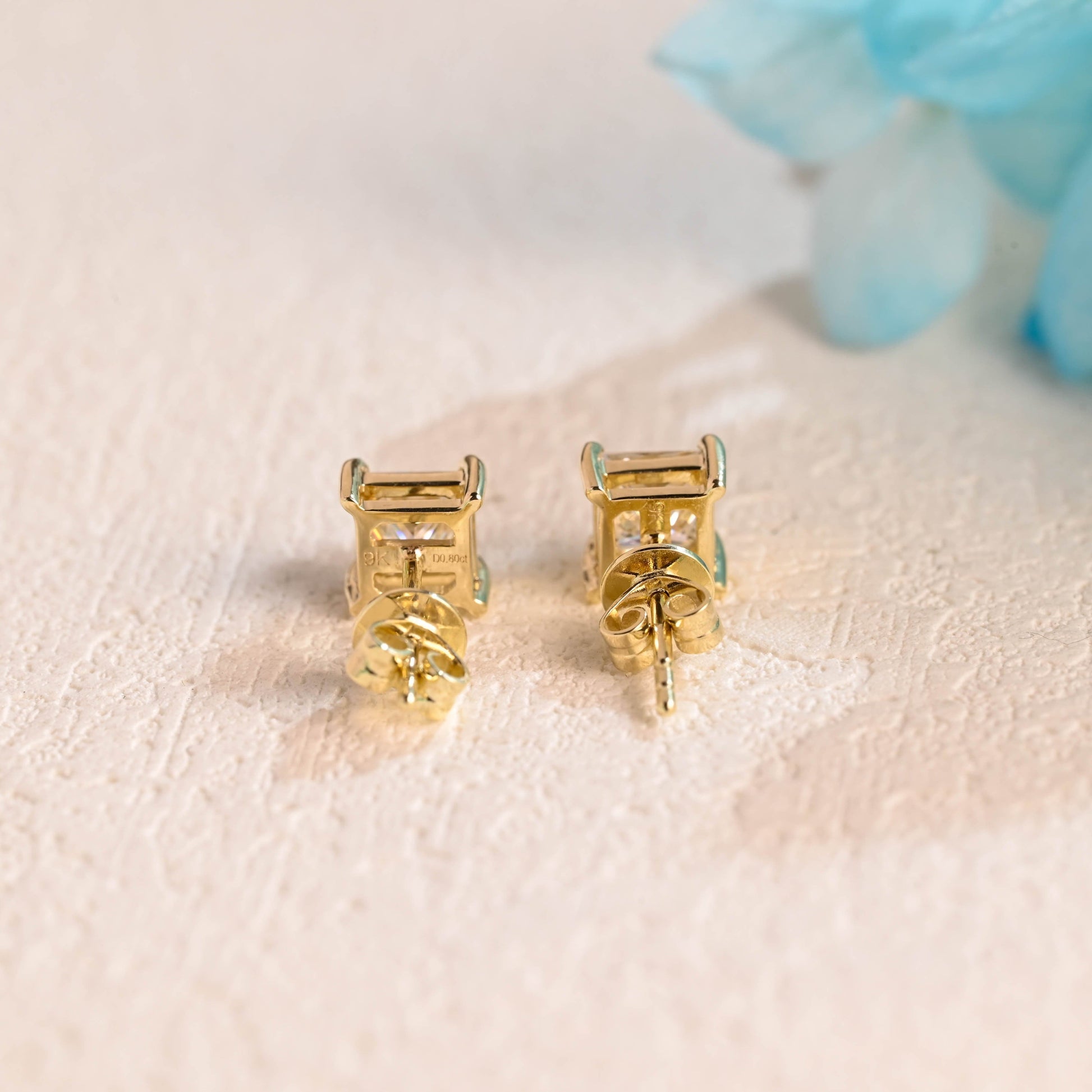 CausYou earrings CausYou Solid Gold Princess Cut Moissanite Earrings Studs, Solitaire Studs Wedding Accessories for Women Wife