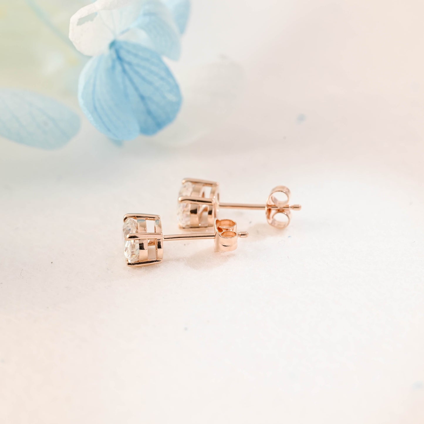 CausYou earrings Solid Gold Minimalist Oval Cut Moissanite Earrings Studs