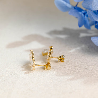 CausYou earrings Solid Gold Pear Moissanite Cluster Drop Statement Earrings