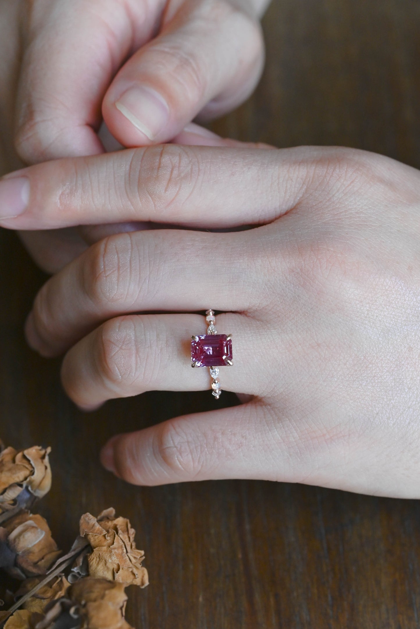 CausYou emerald cut alexandrite ring Solid Gold Emerald Cut Lab Alexandrite Stone Engagement Ring