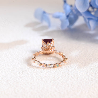 CausYou emerald cut alexandrite ring Solid Gold Emerald Cut Lab Alexandrite Stone Engagement Ring