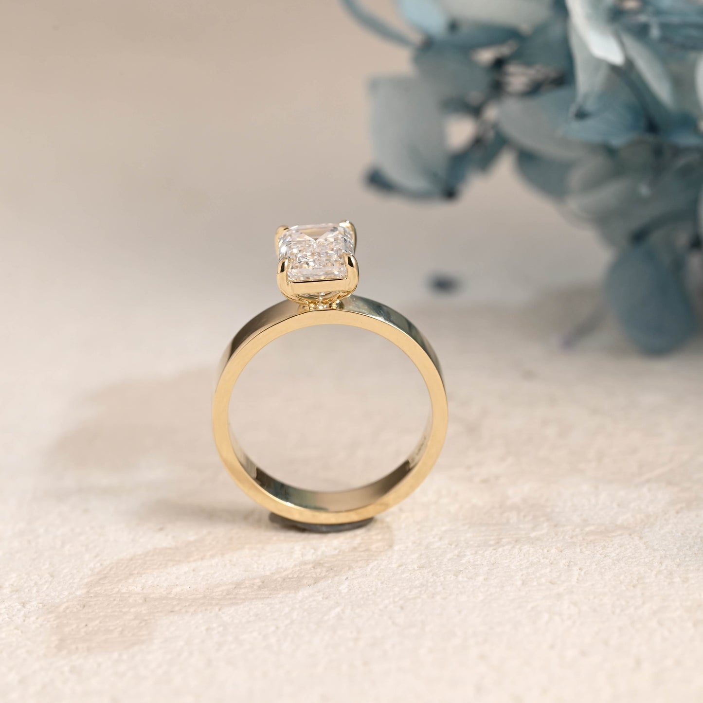 CausYou emerald cut diamond engagement ring Solid Gold Emerald Cut Lab Diamond Engagement Ring | D Color VS1 IGI Certified