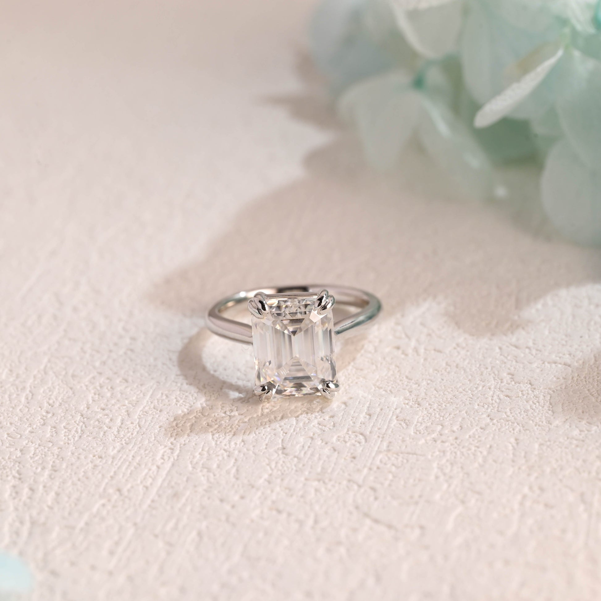 CausYou emerald cut moissanite engagement ring CausYou Solid Gold Emerald Cut Moissanite Engagement Ring, Promise Ring, Cathedral Setting Ring, Gift for Woman, Wife