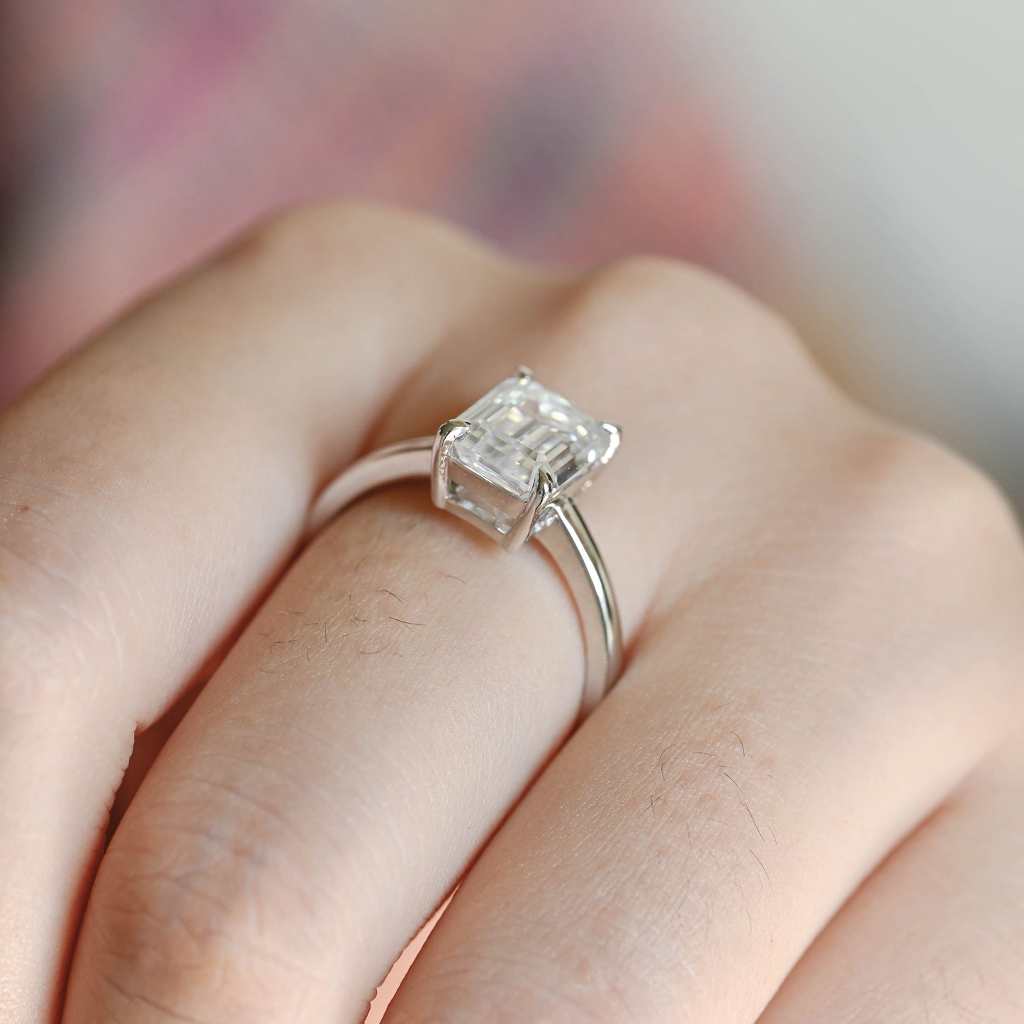 CausYou emerald cut moissanite engagement ring CausYou Solid Gold Emerald Cut Moissanite Engagement Ring, Solitaire Emerald Ring, Promise Ring, Gift for Women Wife