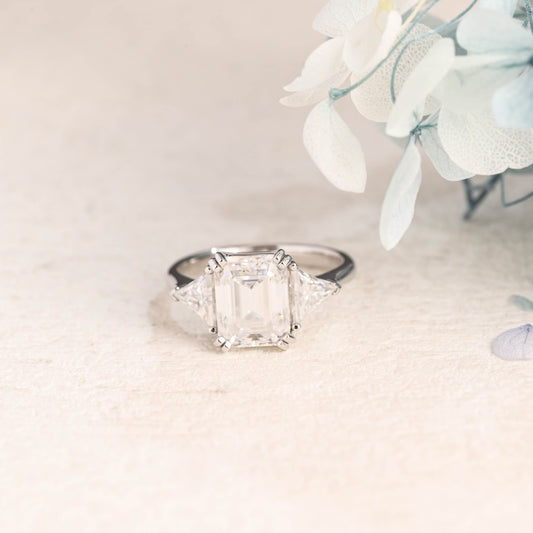 CausYou emerald cut moissanite engagement ring Emerald Cut Moissanite Engagement Ring