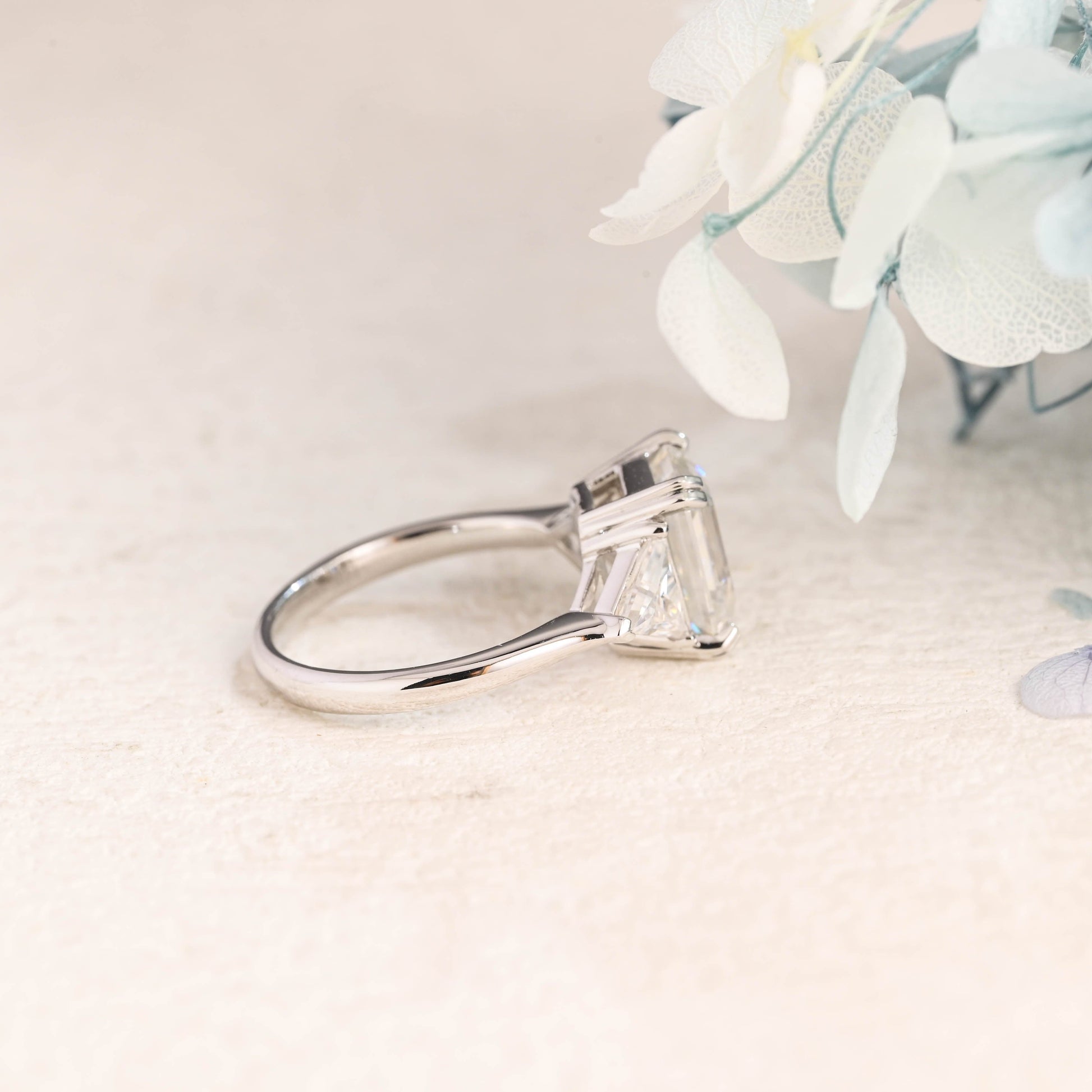 CausYou emerald cut moissanite engagement ring Emerald Cut Moissanite Engagement Ring
