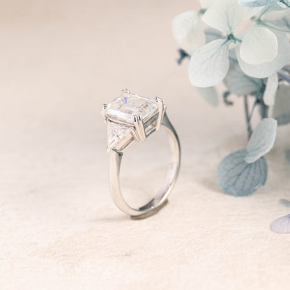 CausYou emerald cut moissanite engagement ring Emerald Cut Moissanite Engagement Ring