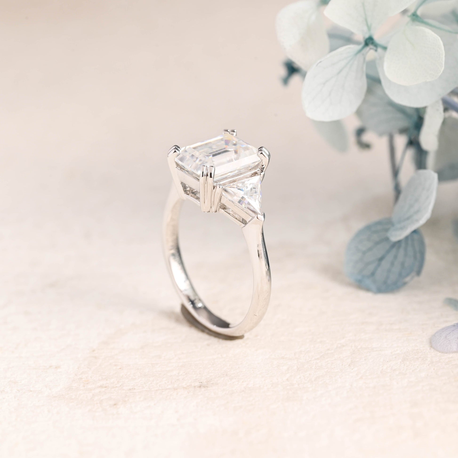 CausYou emerald cut moissanite engagement ring Emerald Cut Moissanite Engagement Ring