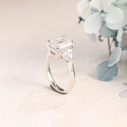 CausYou emerald cut moissanite engagement ring Emerald Cut Moissanite Engagement Ring