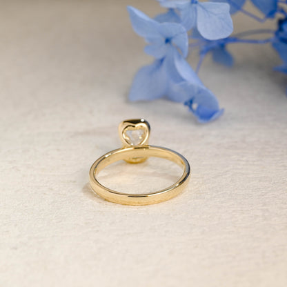 CausYou emerald cut moissanite engagement ring Solid Gold 2.5mm Width Half Bezel Emerald Cut Moissanite Engagement Ring