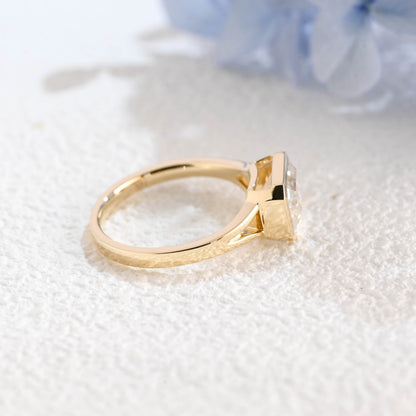 CausYou emerald cut moissanite engagement ring Solid Gold Bezel Split Shank East West Emerald Cut Moissanite Engagement Ring