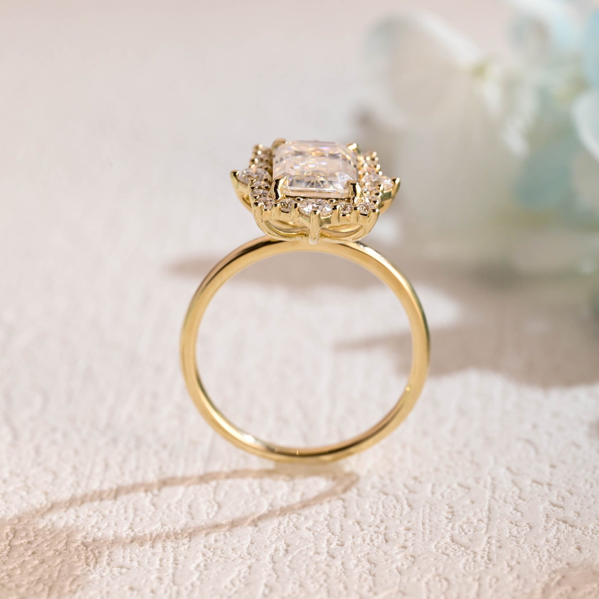 CausYou emerald cut moissanite engagement ring Solid Gold Emerald Cut Moissanite Engagement Ring, Promise Ring, Proposal Ring, Gift for Woman, Wife